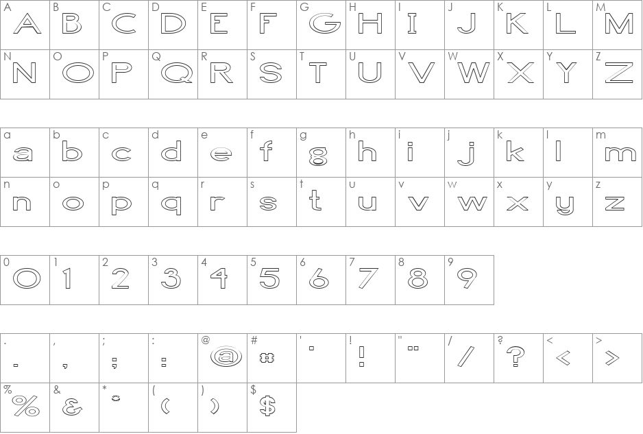 FZ BASIC 4 HOLLOW EX font character map preview