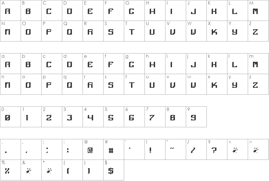 Angular font character map preview