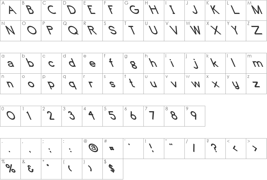 FZ BASIC 4 LEFTY font character map preview