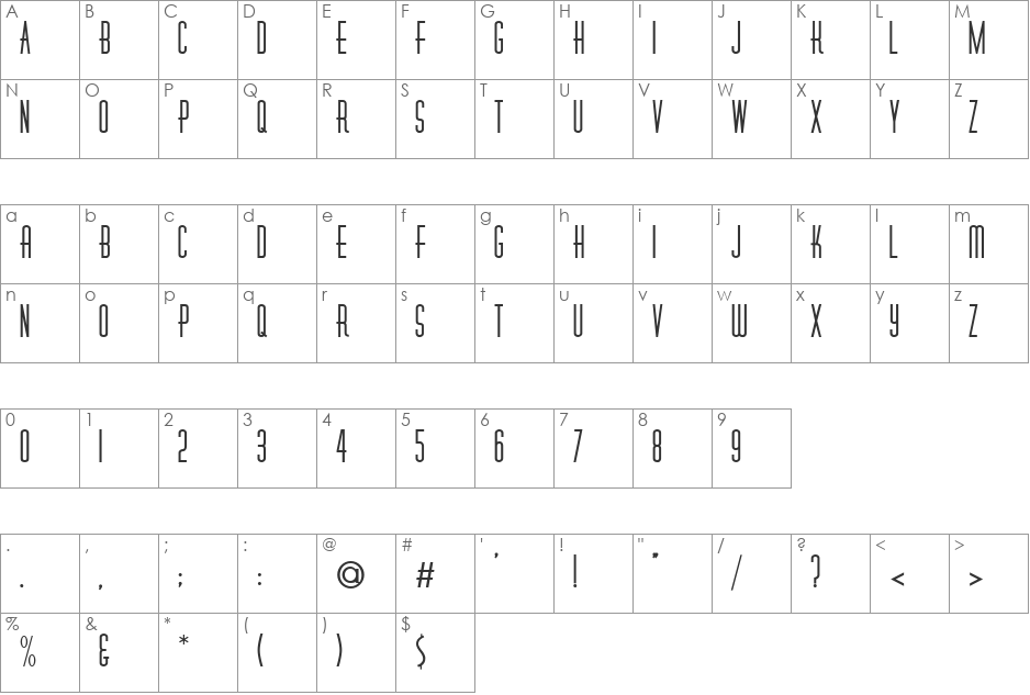 FZ BASIC 40 font character map preview