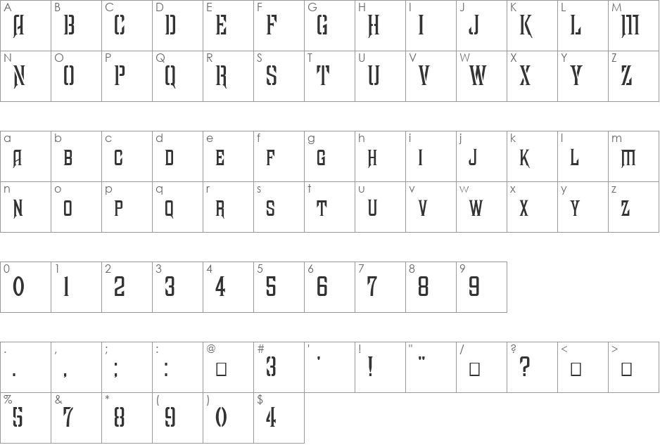 FZ BASIC 41 font character map preview