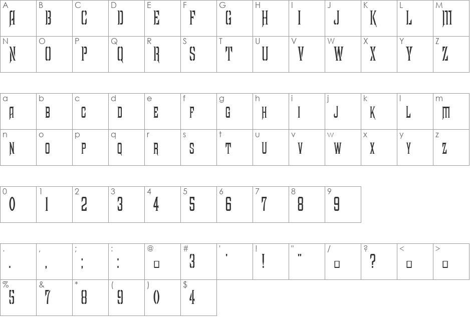 FZ BASIC 41 COND font character map preview