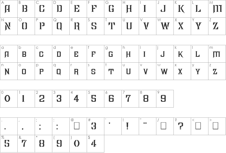 FZ BASIC 41 EX font character map preview