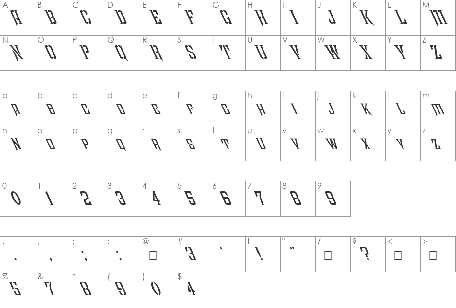 FZ BASIC 41 LEFTY font character map preview