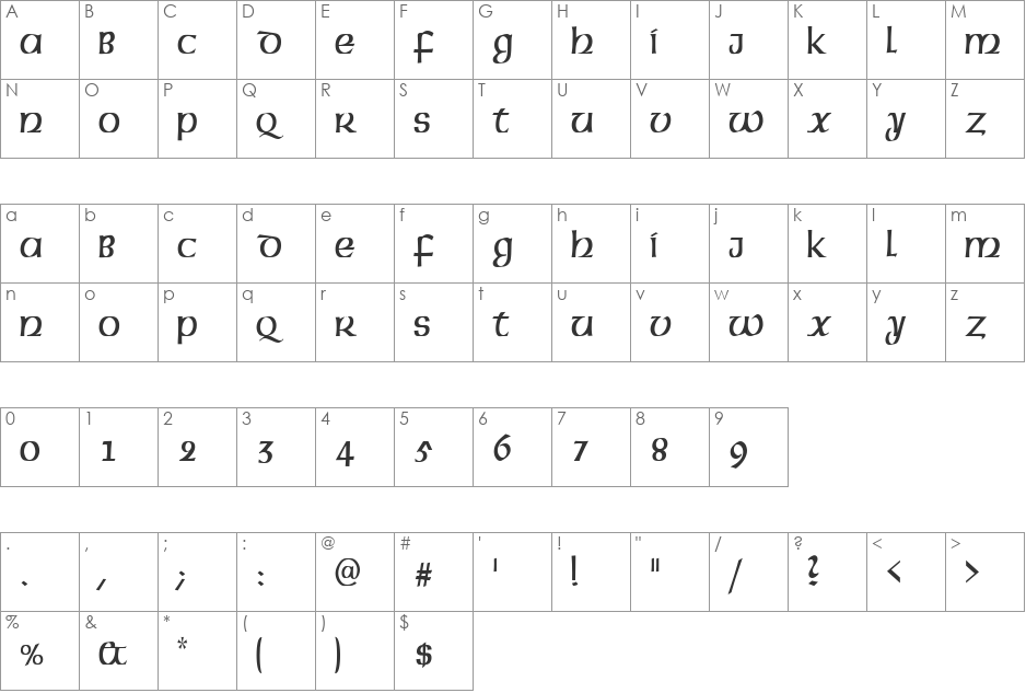 FZ BASIC 43 COND font character map preview
