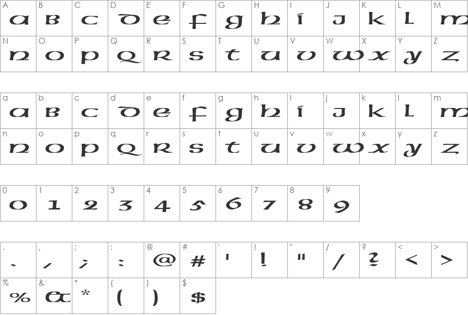 FZ BASIC 43 EX font character map preview