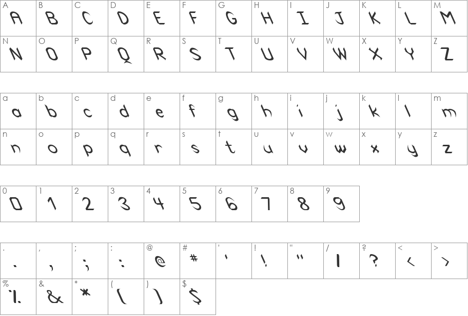 FZ BASIC 47 LEFTY font character map preview