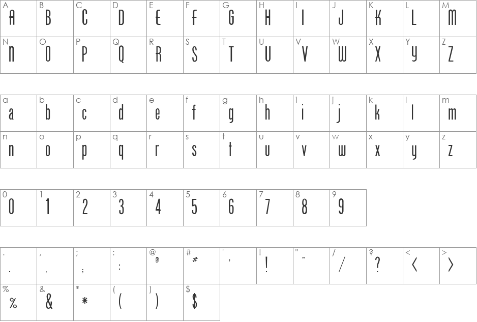 FZ BASIC 49 font character map preview
