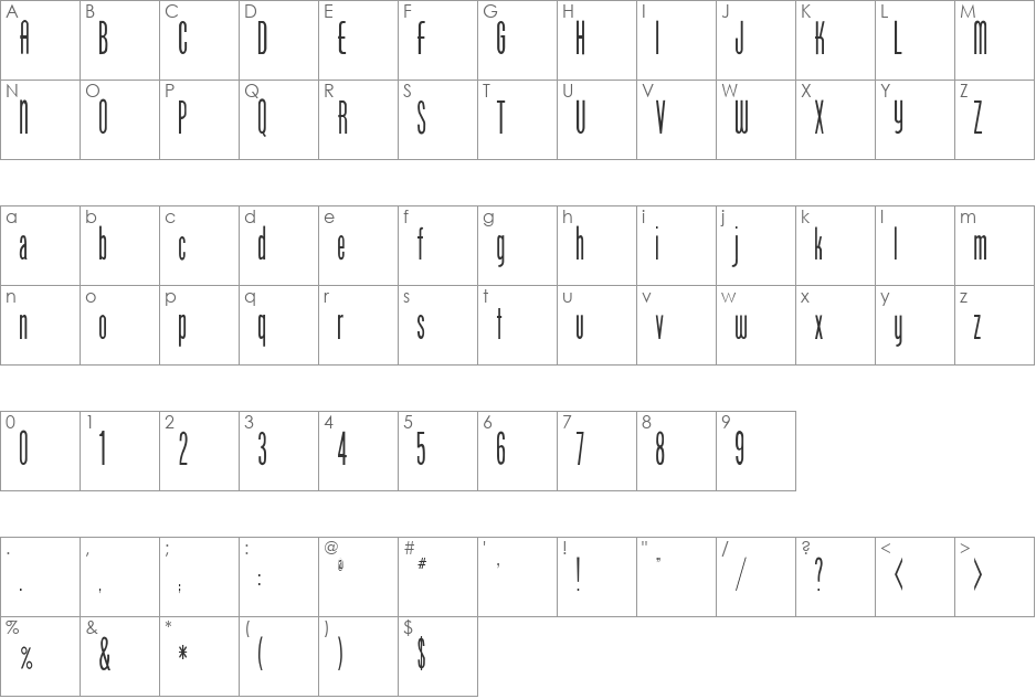 FZ BASIC 49 COND font character map preview