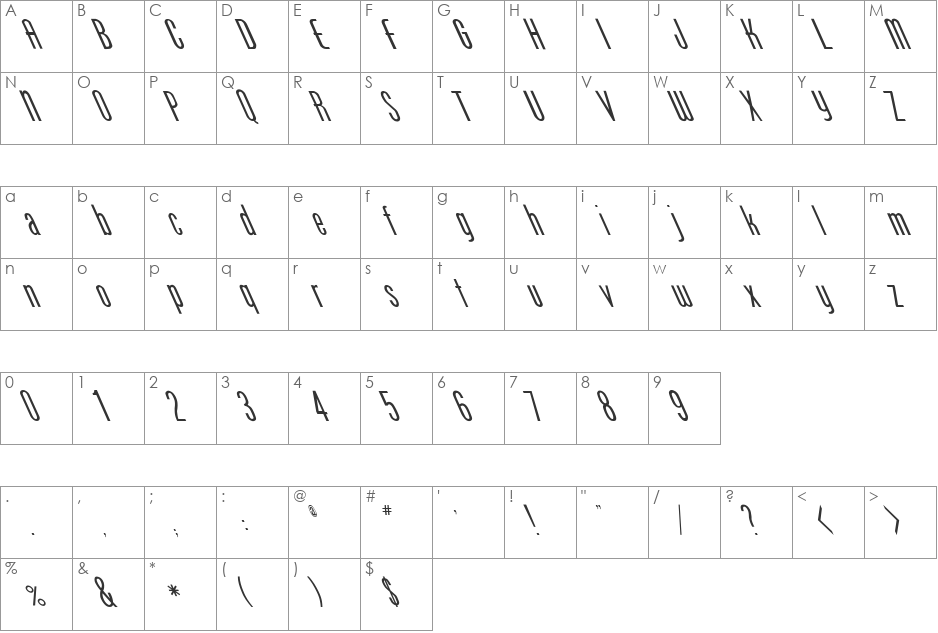FZ BASIC 49 LEFTY font character map preview