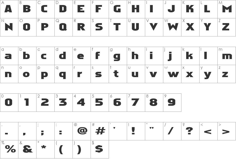 FZ BASIC 5 EX font character map preview