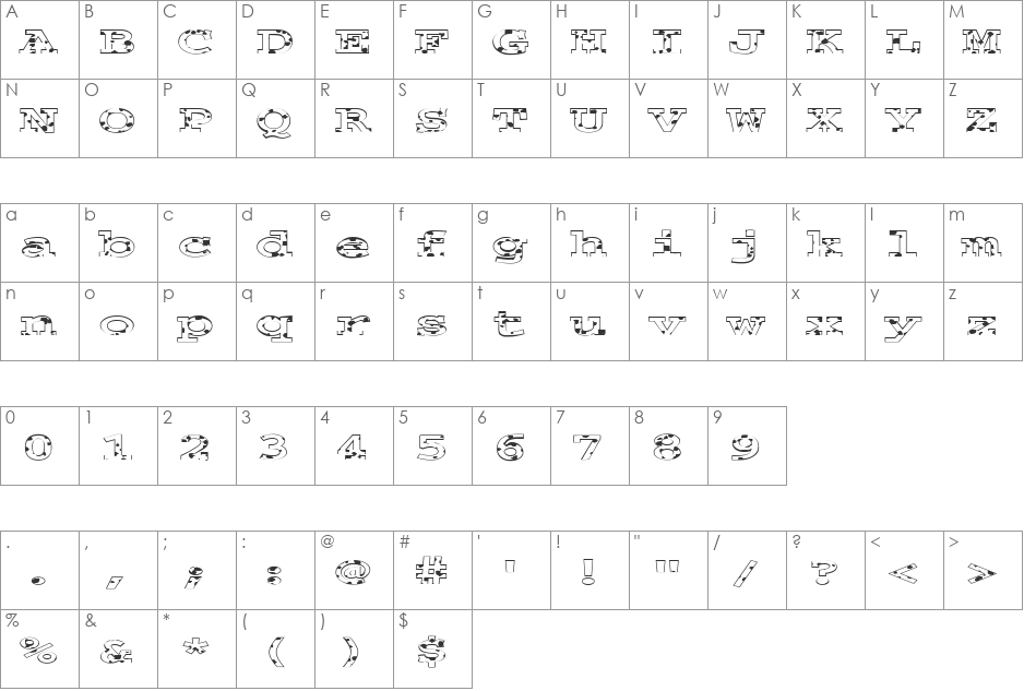 FZ BASIC 54 SPOTTED EX font character map preview