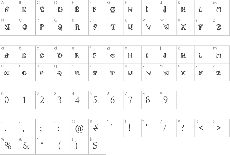 ANIIKLA font character map preview