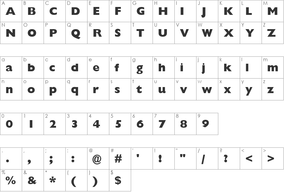 FZ BASIC 57 font character map preview