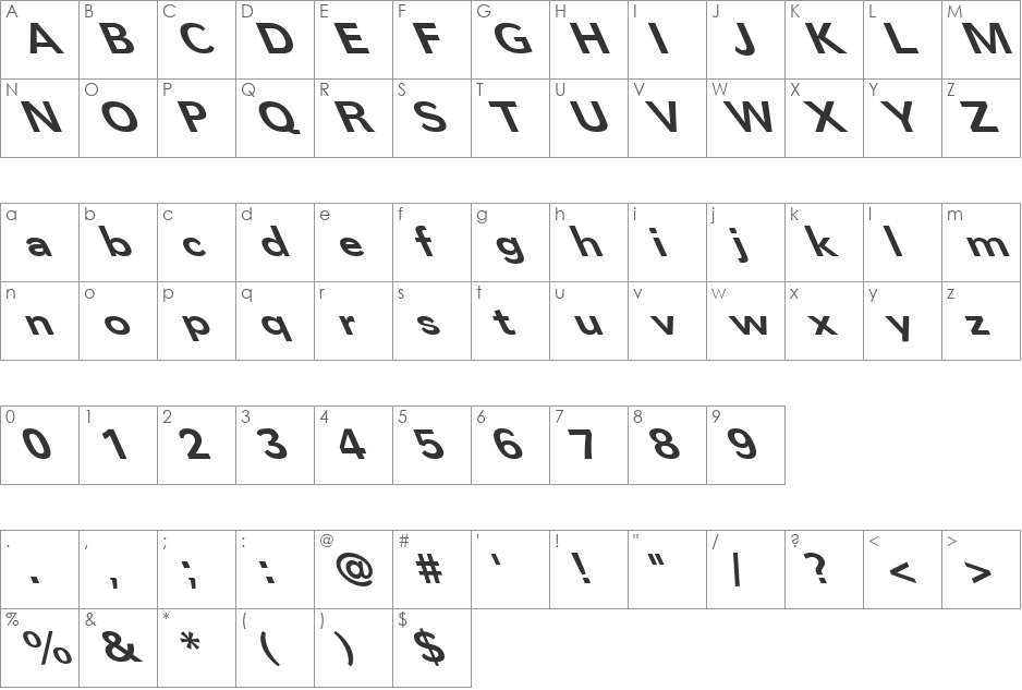 FZ BASIC 57 LEFTY font character map preview