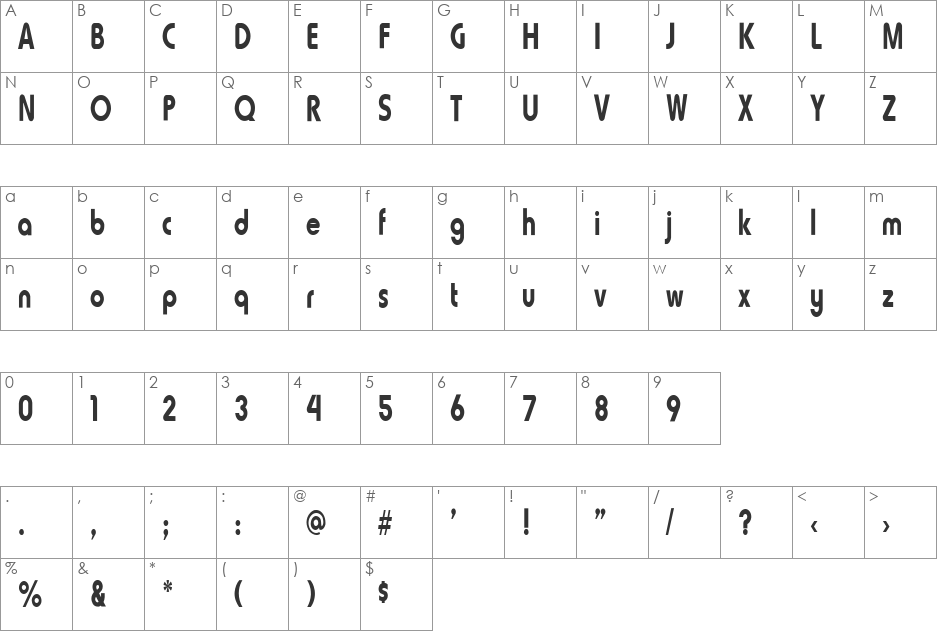 FZ BASIC 7 COND font character map preview