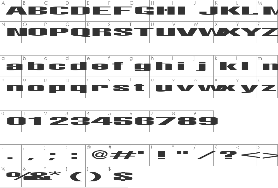 FZ BASIC 9 EX font character map preview