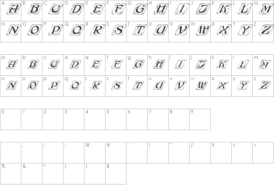 FZ BORDERS 11 ITALIC font character map preview