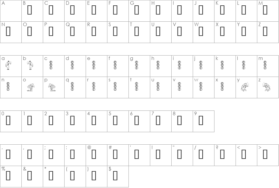 animal crackers (eval) font character map preview