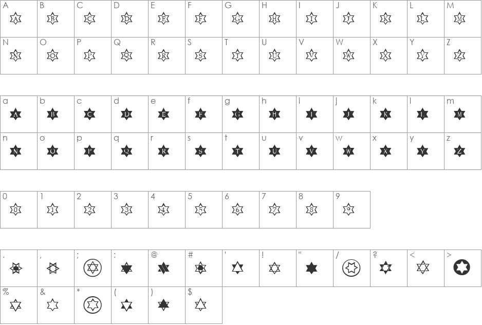FZ BORDERS 22 font character map preview