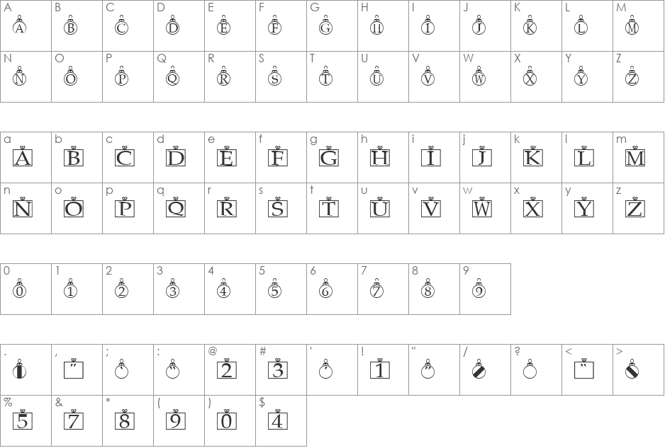FZ BORDERS 24 font character map preview