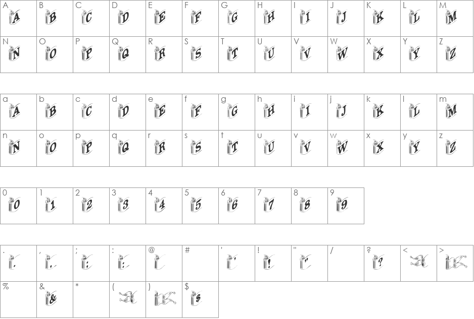 FZ BORDERS 7 font character map preview
