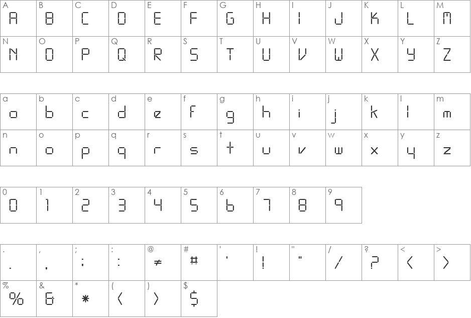 FZ DIGITAL 10 font character map preview