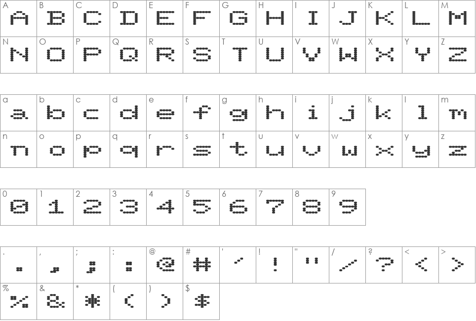 FZ DIGITAL 11 EX font character map preview