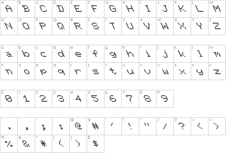 FZ DIGITAL 11 LEFTY font character map preview