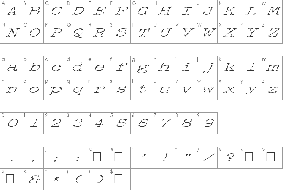 FZ DIGITAL 2 ITALIC font character map preview