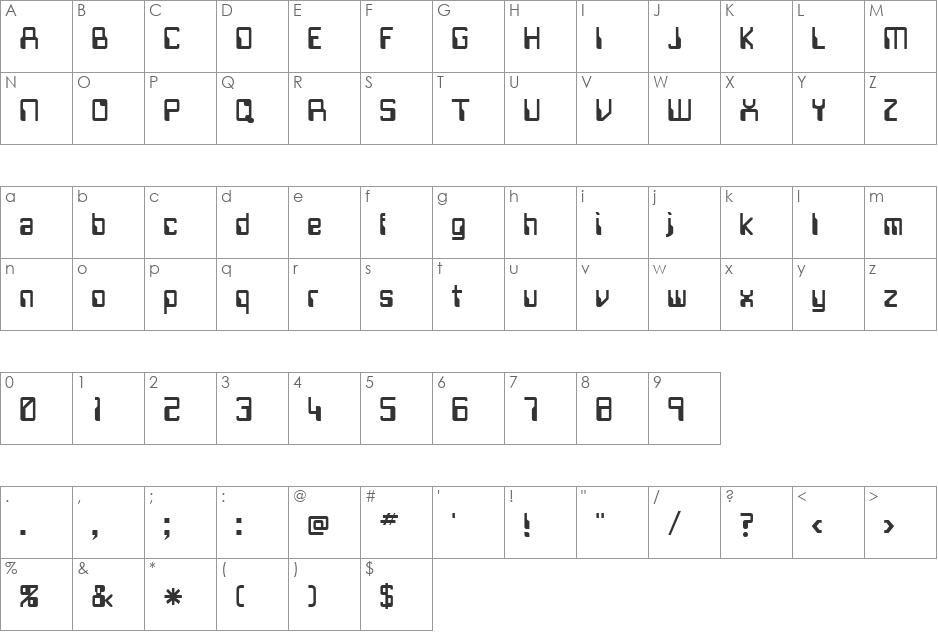 FZ DIGITAL 5 font character map preview