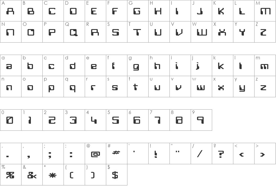 FZ DIGITAL 5 EX font character map preview