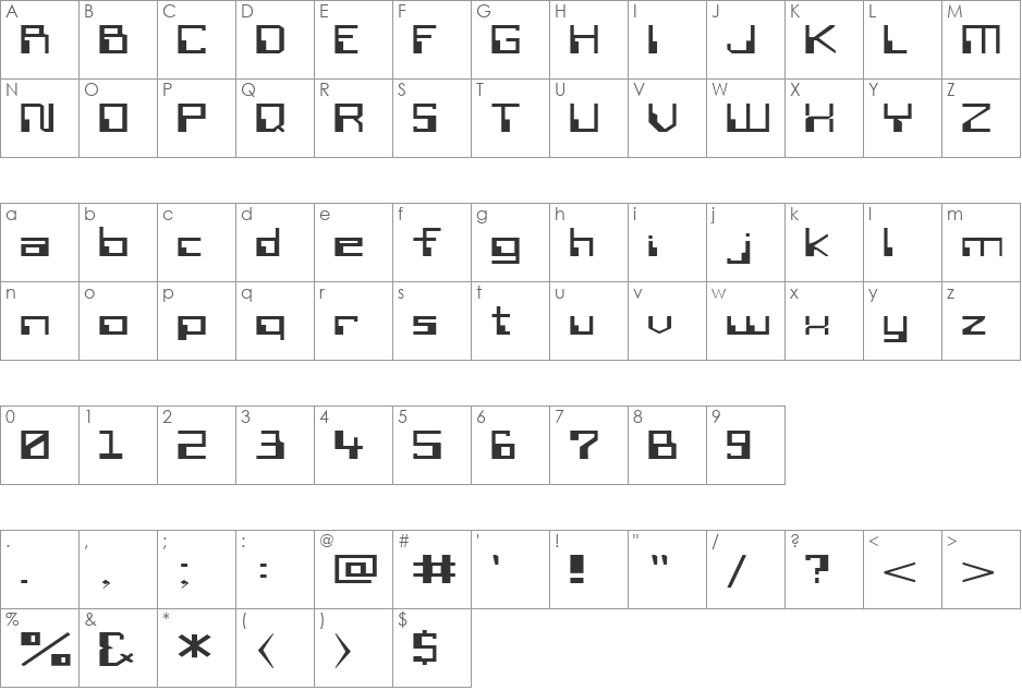 FZ DIGITAL 6 EX font character map preview