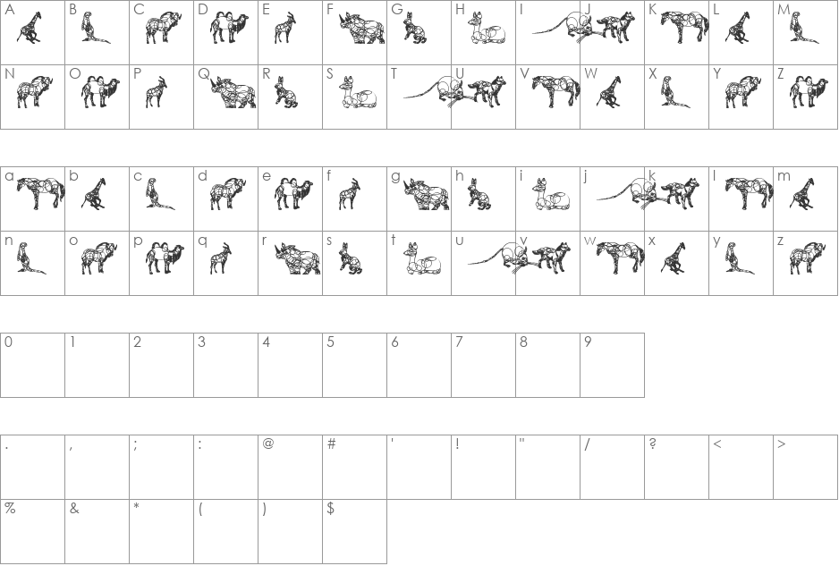 animaline font character map preview