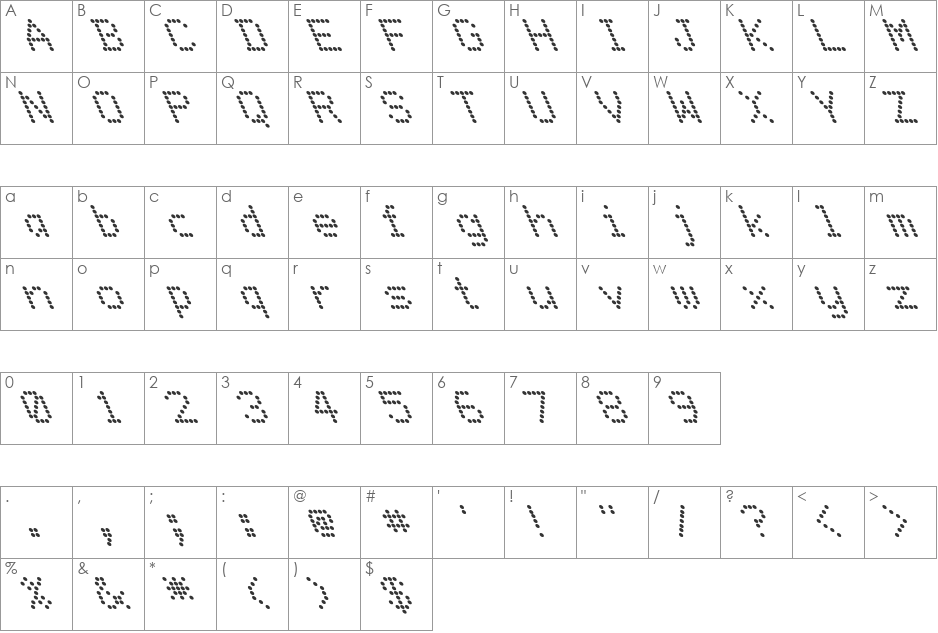 FZ DIGITAL 9 LEFTY font character map preview