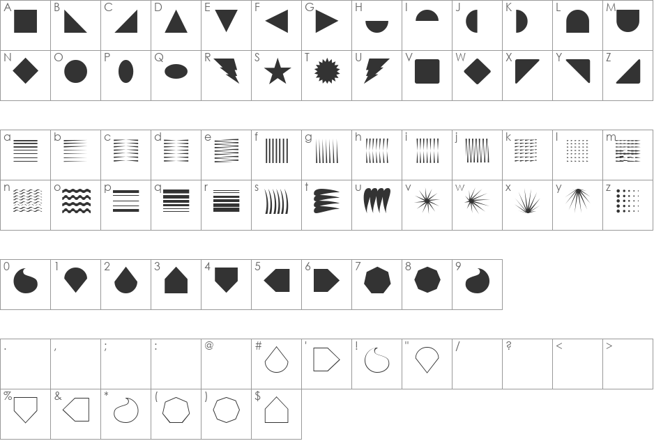 FZ DING 33 font character map preview