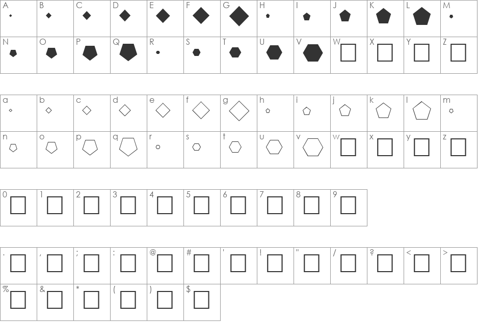 FZ DING 36 font character map preview