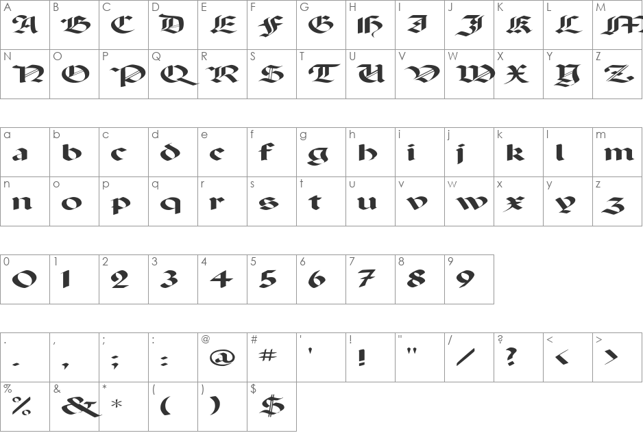 FZ GOTHIC 6 EX font character map preview