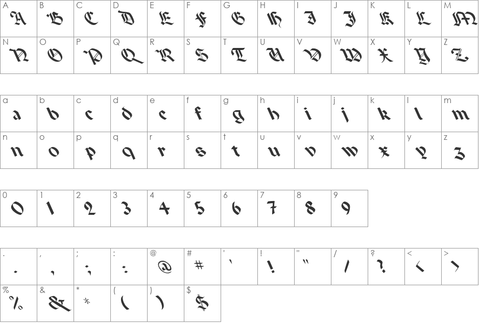 FZ GOTHIC 6 LEFTY font character map preview
