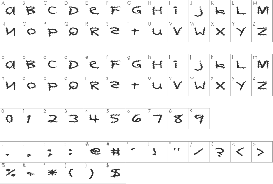 FZ HAND 11 SPIKED EX font character map preview
