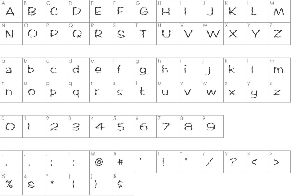 FZ HAND 2 WAVEY font character map preview