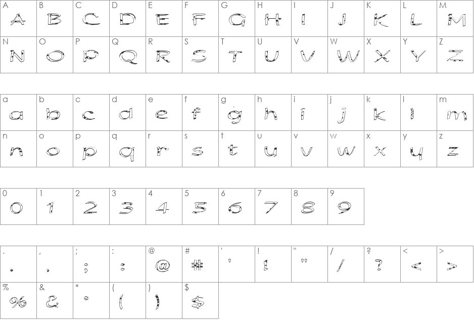FZ HAND 21 SPOTTED EX font character map preview