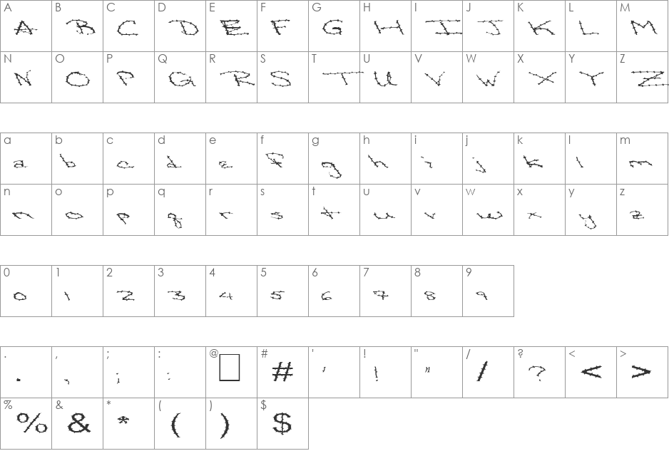 FZ HAND 24 SPIKED EX font character map preview