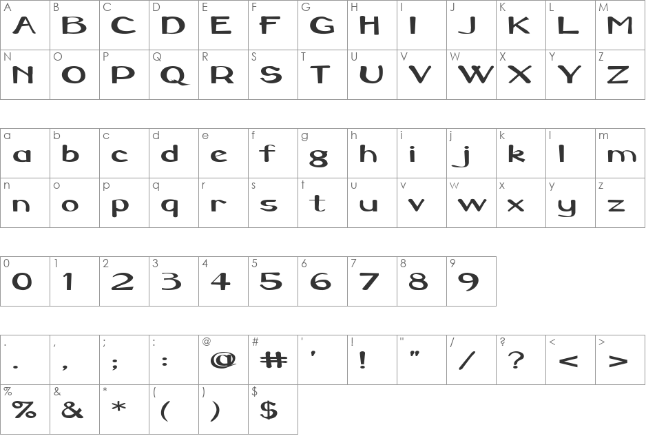 FZ HAND 3 EX font character map preview