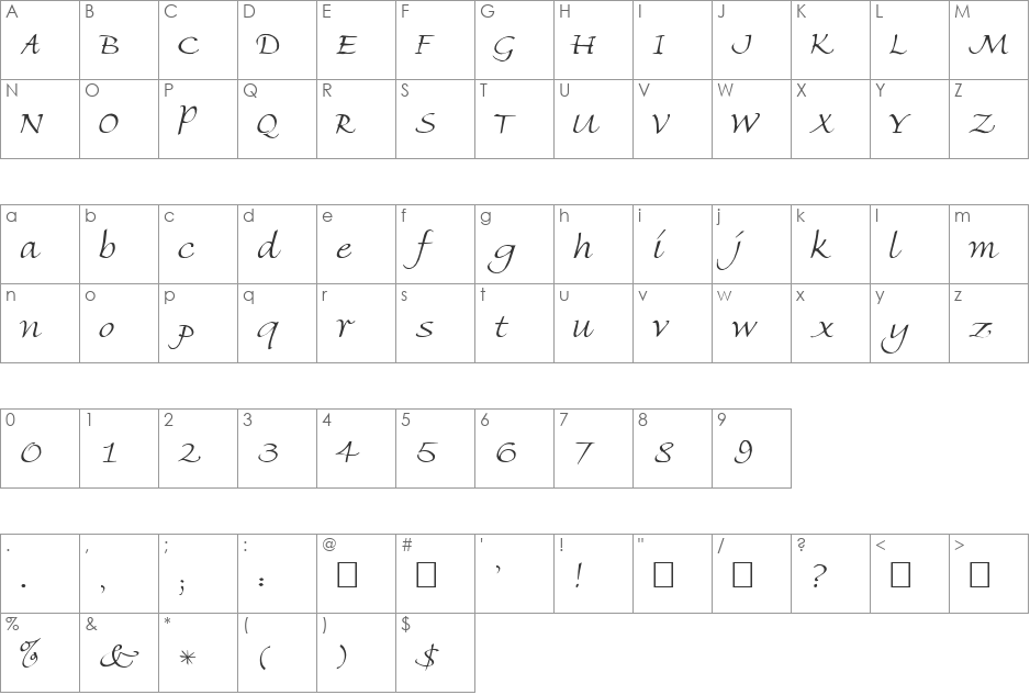 FZ HAND 8 font character map preview