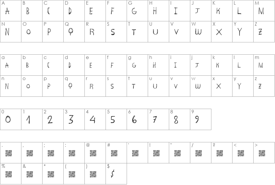 AboveGround font character map preview