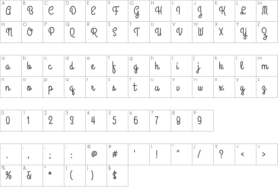 AniPetiteHotel font character map preview
