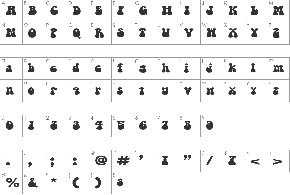 FZ JAZZY 14 EX font character map preview