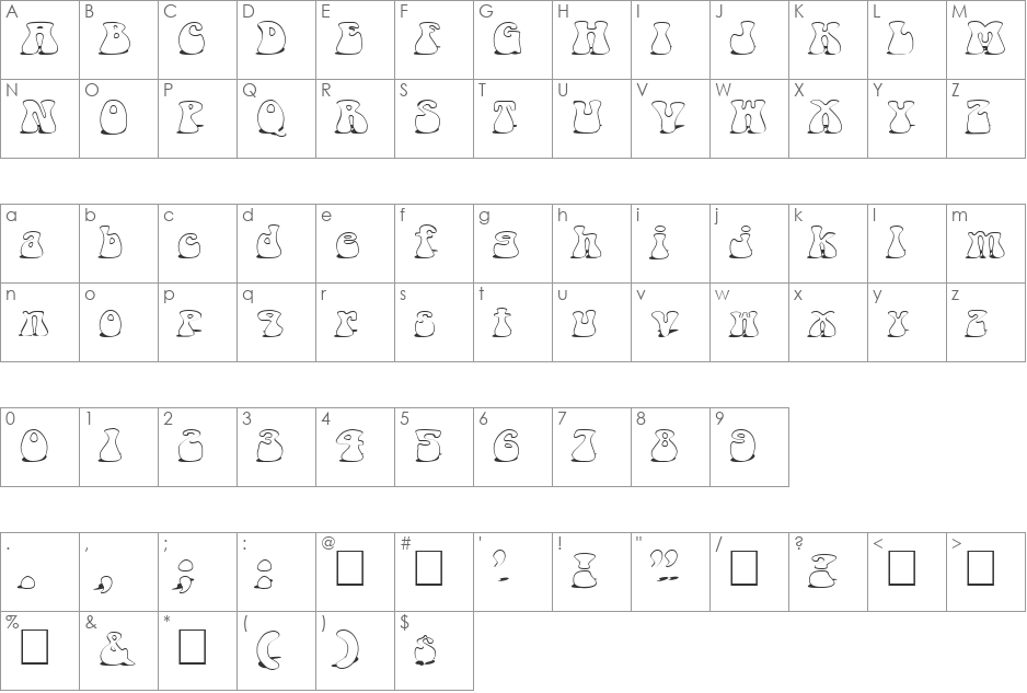 FZ JAZZY 14 SHADOW EX font character map preview