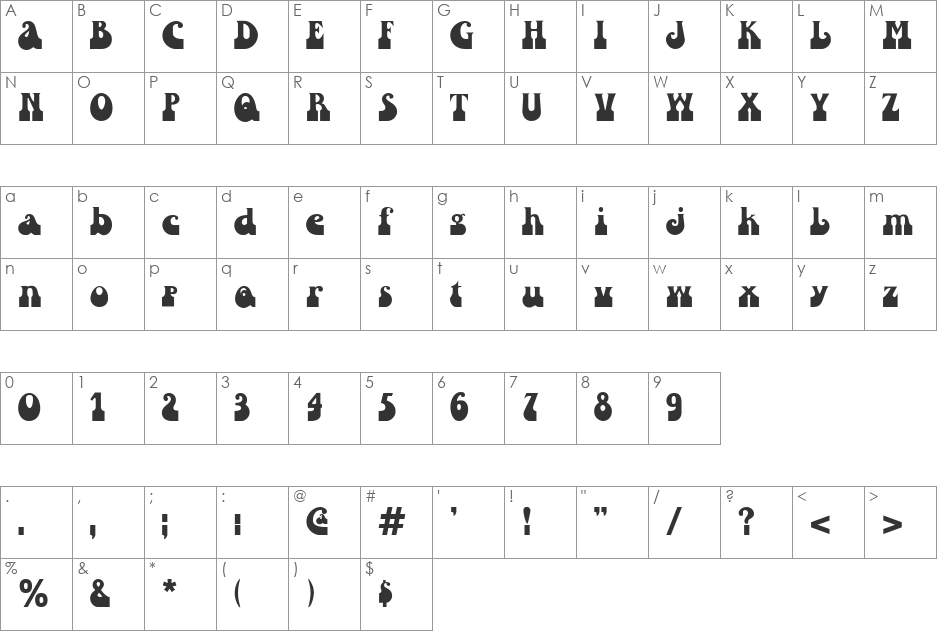 FZ JAZZY 16 font character map preview